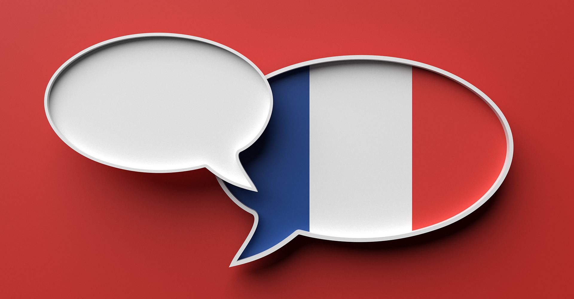Deux bulles de paroles : une blanche et une autre avec le drapeau de la France