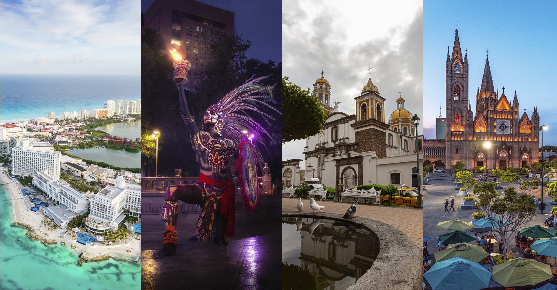 Montage de 4 images représentatives du Mexique