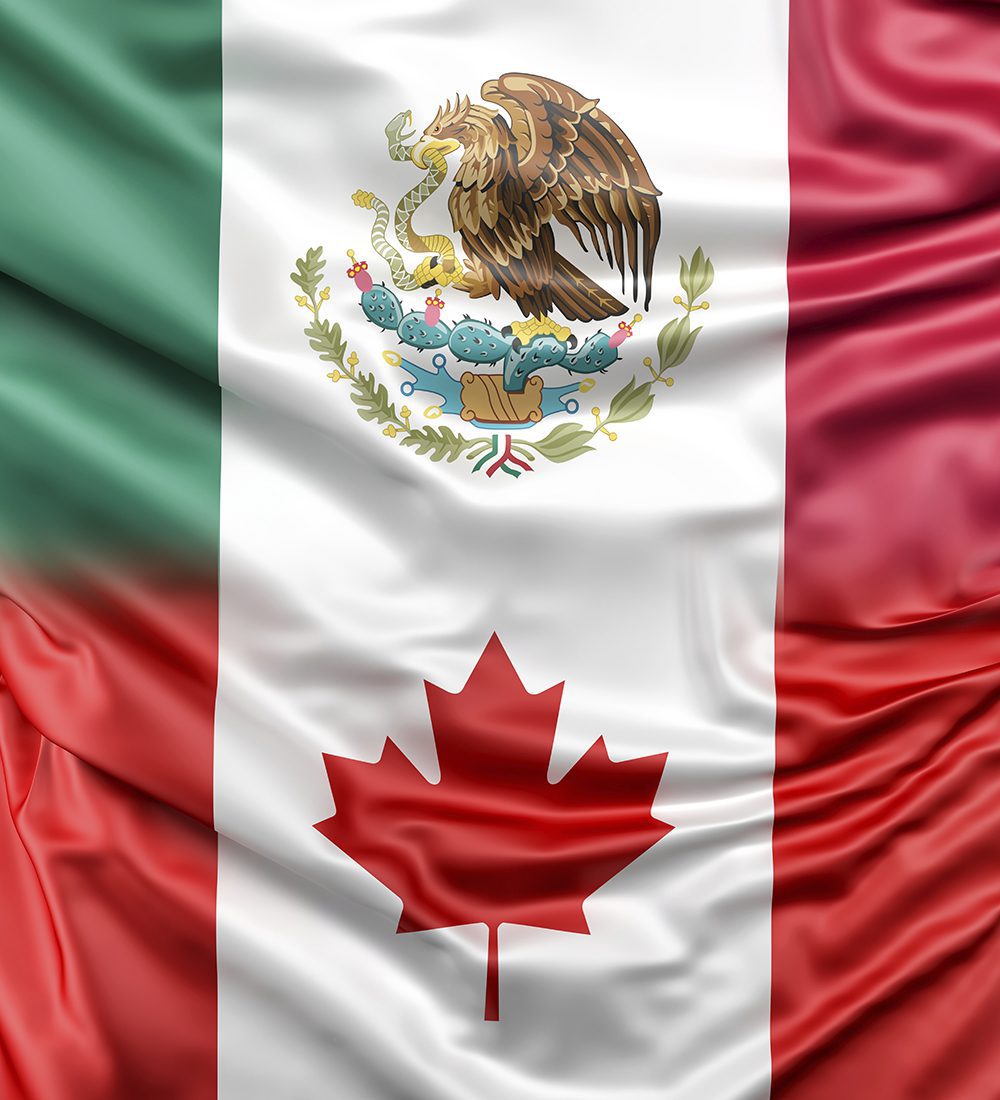 drapeaux canadien et mexicain
